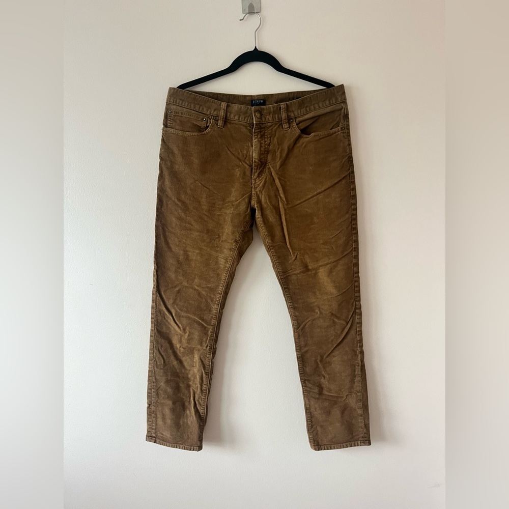 J Crew Mens Flex Corduroy Brown Pants Slim Fit Size34x30